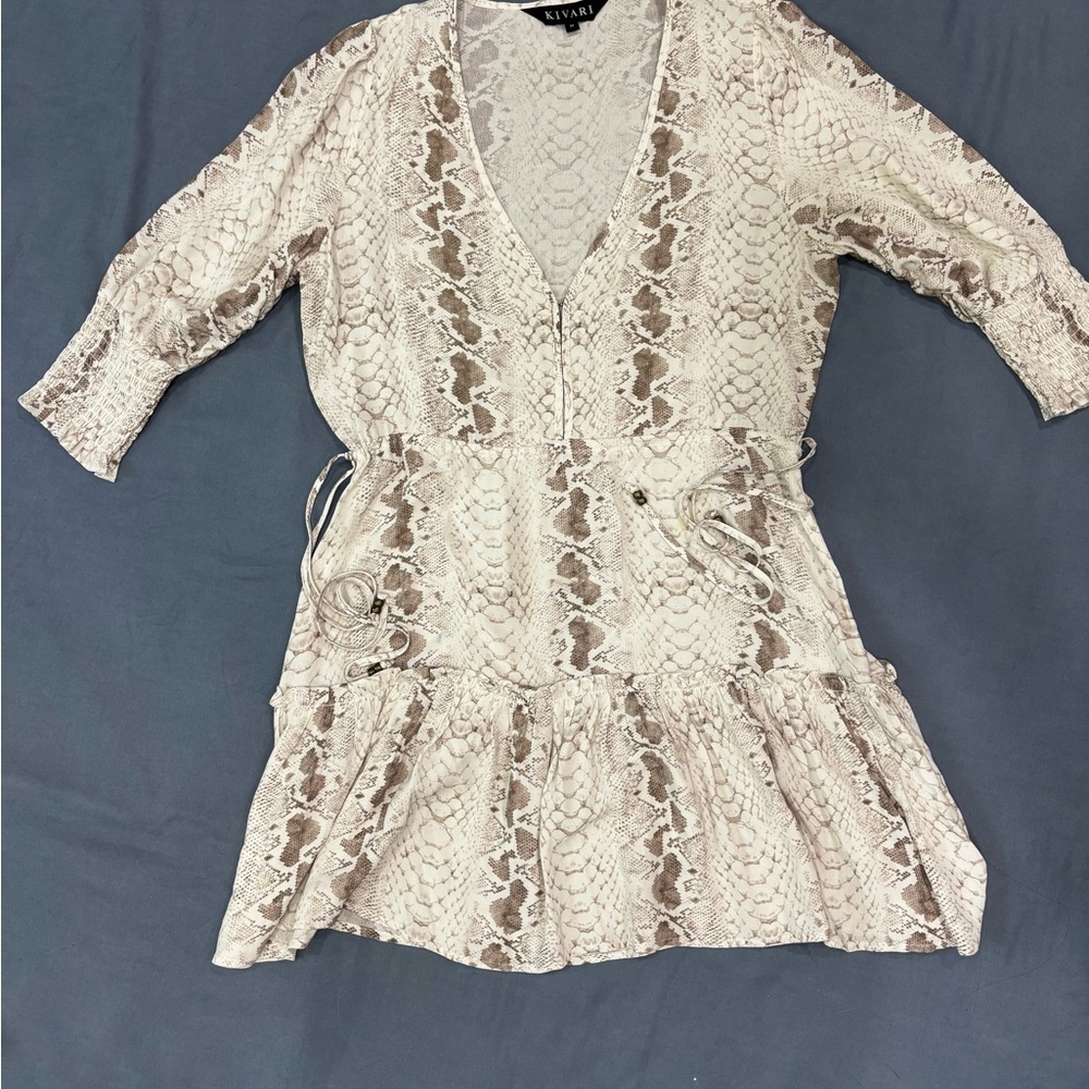 Kivari Beige and Brown Snake Print Dress
